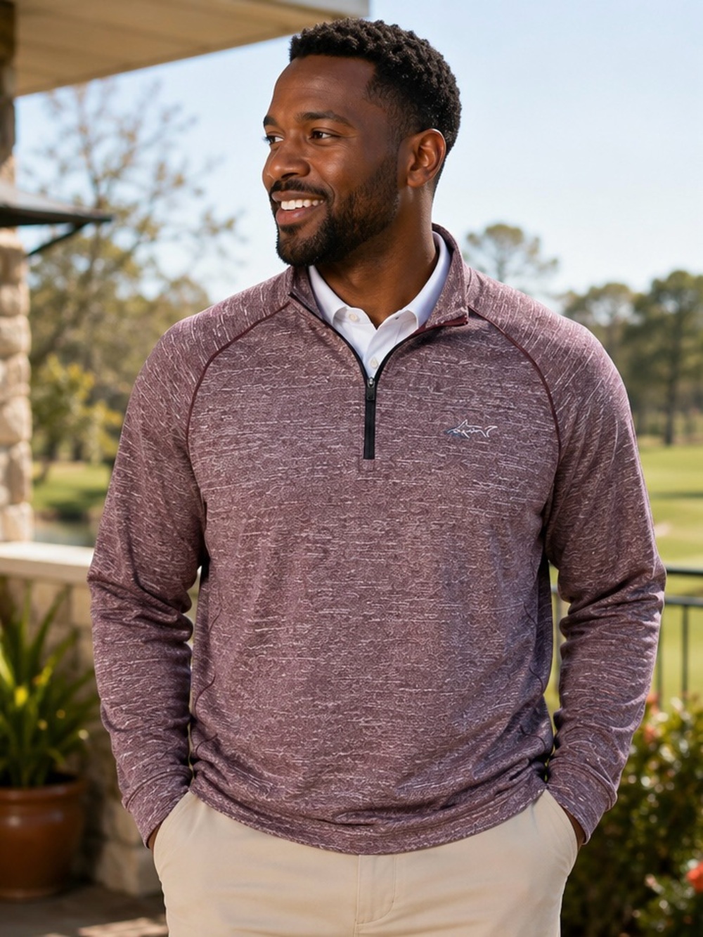 Greg Norman Golf Quarter Zip Pullover Men’s XXL Maroon Heather Performance